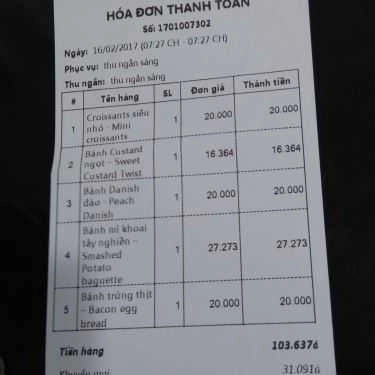 Thực đơn- Tiệm Bánh Ryoyu Bakery - Vincom Mega Mall Thảo Điền