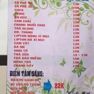 Thực đơn- Sạch Coffee - Dương Văn Dương