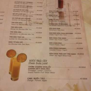 Thực đơn- Sài Gòn Givral Cafe - Nguyễn Văn Linh