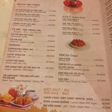 Thực đơn- Sài Gòn Givral Cafe - Nguyễn Văn Linh