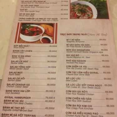 Thực đơn- Sài Gòn Givral Cafe - Nguyễn Văn Linh