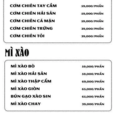 Thực đơn- Quán Nhậu Sài Gòn Nướng - Chung Cư K26