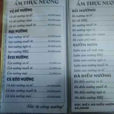 Thực đơn- Quán Nhậu Sài Gòn Nướng - Chung Cư K26