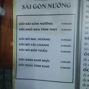 Thực đơn- Quán Nhậu Sài Gòn Nướng - Chung Cư K26