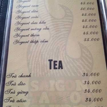 Thực đơn- Saigon Tattoo Club Coffee