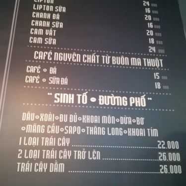 Thực đơn- Sainte Cafe
