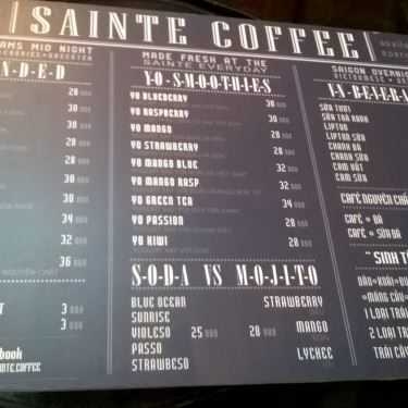 Thực đơn- Sainte Cafe