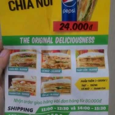 Thực đơn- Ăn vặt Sandwich - Hamburger Chía Núi - Nguyễn Trãi