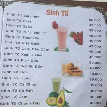 Thực đơn- Saphire Cafe