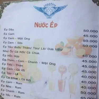 Thực đơn- Saphire Cafe