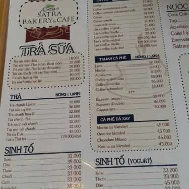 Thực đơn- Satra - Bakery & Cafe - Đặng Thúc Vịnh