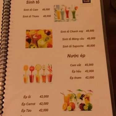 Thực đơn- Sen Cafe - Nguyễn Huy Tưởng
