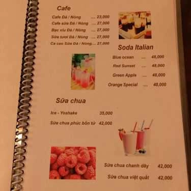 Thực đơn- Sen Cafe - Nguyễn Huy Tưởng