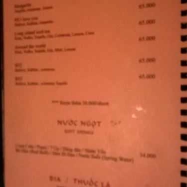 Thực đơn- Sen Cafe - Nguyễn Huy Tưởng