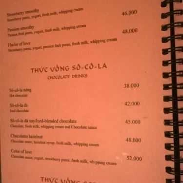 Thực đơn- Sen Cafe - Nguyễn Huy Tưởng