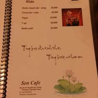 Thực đơn- Sen Cafe - Nguyễn Huy Tưởng