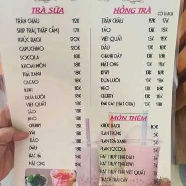 Thực đơn- Cafe Ship Trà - Milk Tea Homemade