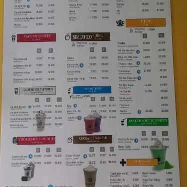 Thực đơn- Simpatico Coffee