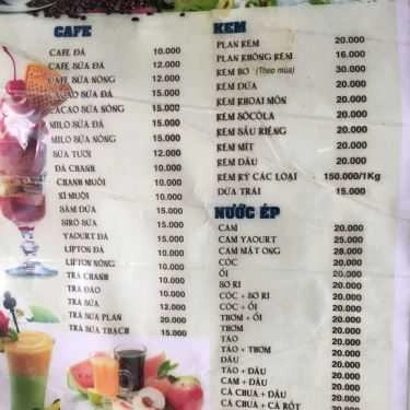 Thực đơn- Cafe Sinh Tố 10