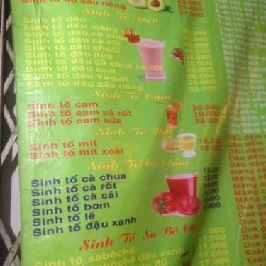 Thực đơn- Cafe Sinh Tố 167