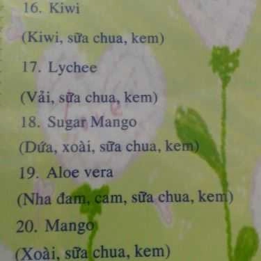Thực đơn- Cafe Sinh Tố 246 - Ăn Vặt Vỉa Hè