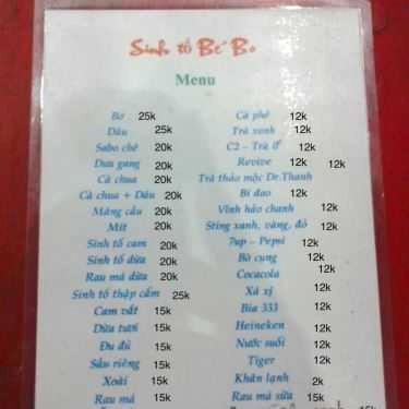 Thực đơn- Ăn vặt Bé Bo - Sinh Tố & Giải Khát