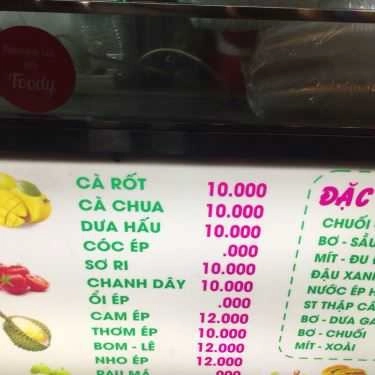 Thực đơn- Ăn vặt Sinh Tố