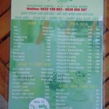 Thực đơn- Cafe Sinh Tố Double Juice - Cách Mạng Tháng 8