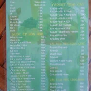 Thực đơn- Cafe Sinh Tố Double Juice - Cách Mạng Tháng 8