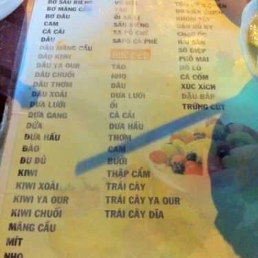 Thực đơn- Ăn vặt Sinh Tố G - Võ Văn Tần