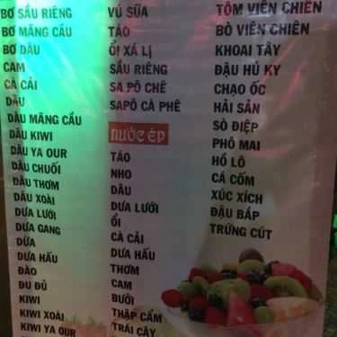 Thực đơn- Ăn vặt Sinh Tố G - Võ Văn Tần