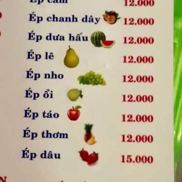 Thực đơn- Ăn vặt Sinh Tố & Há Cảo 601 - Juice Shake