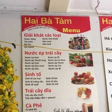 Thực đơn- Ăn vặt Sinh Tố Hai Bà Tám