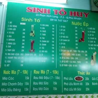 Thực đơn- Ăn vặt Sinh Tố Huy