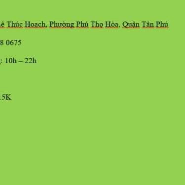 Thực đơn- Ăn vặt Sinh Tố & Nước Ngọt