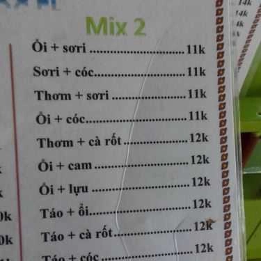 Thực đơn- Cafe Quả Mâm Xôi - Quán Sinh Tố