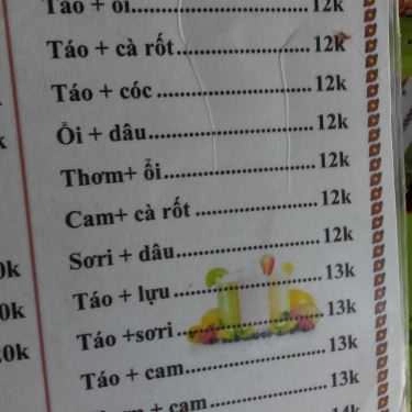 Thực đơn- Cafe Quả Mâm Xôi - Quán Sinh Tố