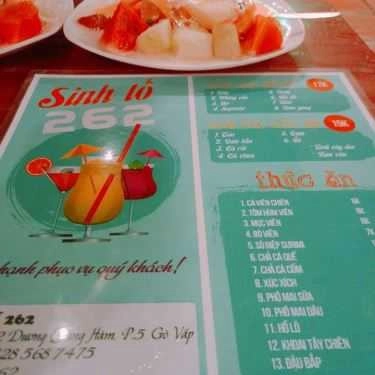 Thực đơn- Cafe Sinh Tố Sân Thượng 262