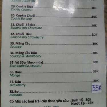 Thực đơn- Cafe Sinh Tố Tao Đàn - Lý Văn Phức