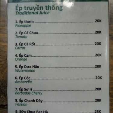 Thực đơn- Cafe Sinh Tố Tao Đàn - Lý Văn Phức