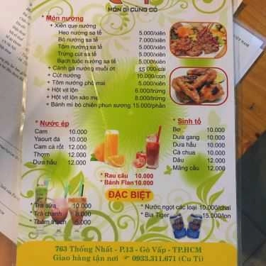 Thực đơn- Ăn vặt Cu Tí - Sinh Tố & Xiên Que Nướng