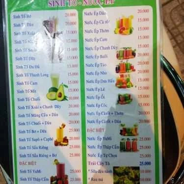 Thực đơn- Cafe Yumi - Sinh Tố & Trà Sữa