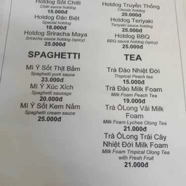 Thực đơn- Ăn vặt Sisi's Hotdogs