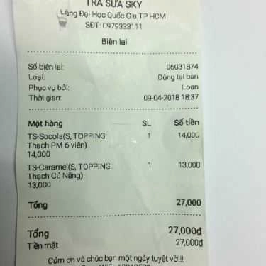 Tổng hợp- Cafe Sky - Trà Sữa