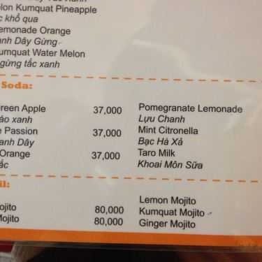 Thực đơn- Cafe Smoothie A Holic