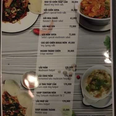 Thực đơn- Quán Ăn Sofia House Vegan - Nhà Hàng Chay