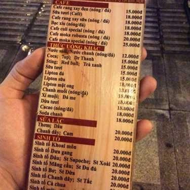 Thực đơn- Sơn Cafe - Phan Đình Giót