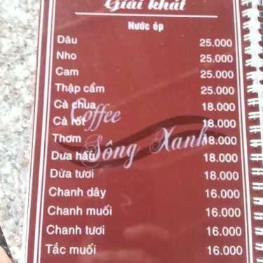 Thực đơn- Sông Xanh - Cafe Sân Vườn & Câu Cá