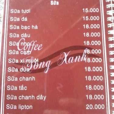 Thực đơn- Sông Xanh - Cafe Sân Vườn & Câu Cá
