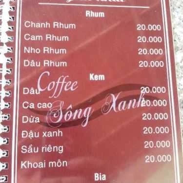 Thực đơn- Sông Xanh - Cafe Sân Vườn & Câu Cá